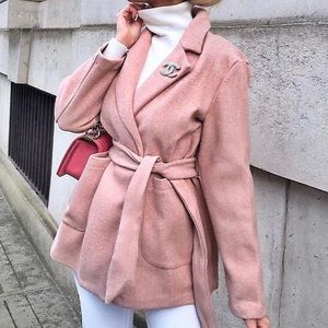 What wool it be belted coat mauve
